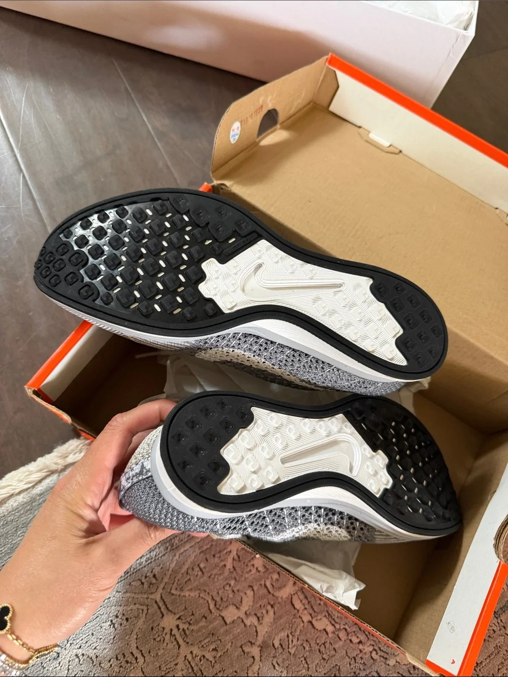 Nike Women's Flyknit Racer Running Shoes - Light Gray/White